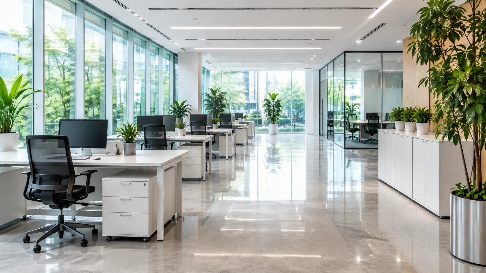 Clean modern office workspace